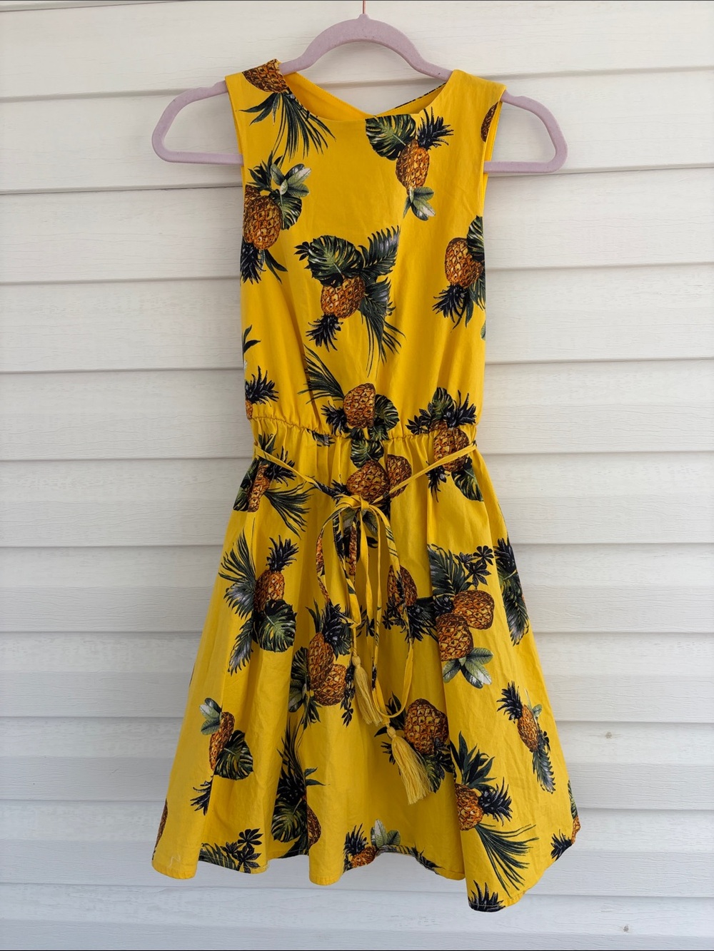 Bailey Blue Pineapple Novelty Print Dress Tropical Summer Beach Vacation Fruit